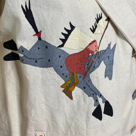 Womans Long Duster Jacket with Horses - Picture 3 of 6